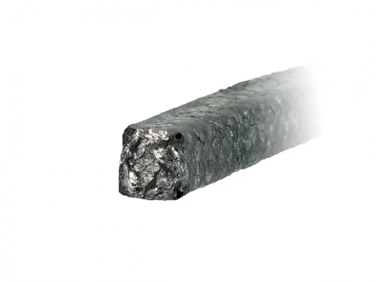 Empaquetadura de compresión: 1306 Fibra de Grafito flexible con refuerzo en la esquinas de fibra de carbón.